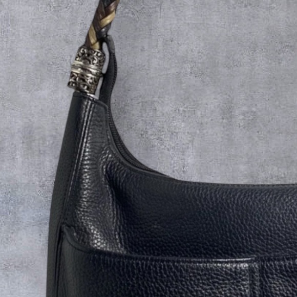 Brighton Black Pebbled Leather Hobo bag with braided leather straps - Picture 7 of 15